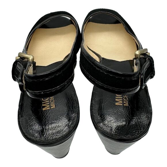 Michael Kors Platform Sandals Womens 10 Black Leather Open Toe Chic Elevated EUC - Picture 10 of 16